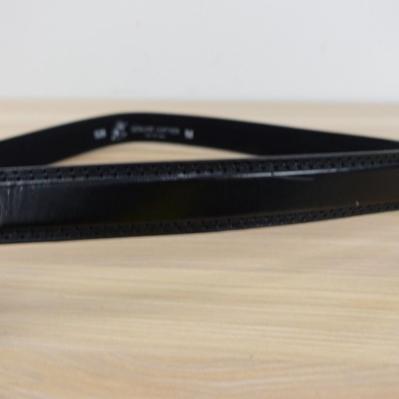 Belt Mens Black Leather Size 34 Silver Buckle Classic Dress Basic Formal Genuine - Picture 4 of 11